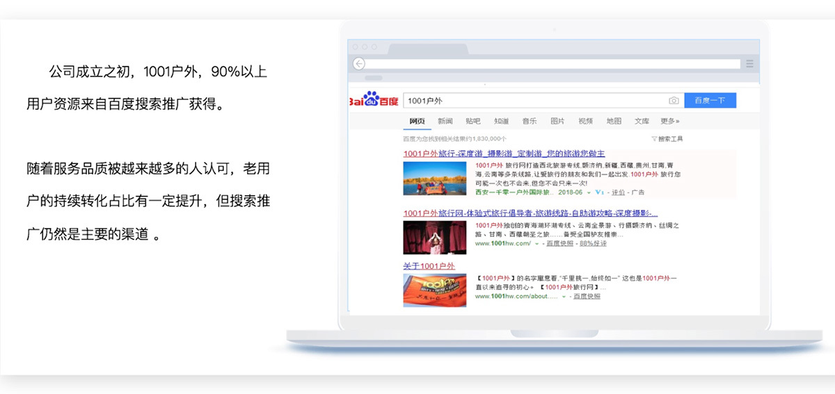 排名快速上升,百度搜刮＋信息流，让旅游网站完成流量暴增15万以上